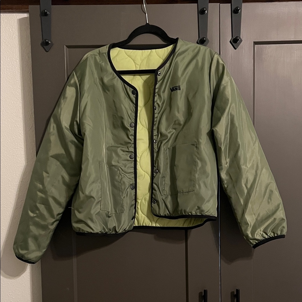 Vans Olive and Lime Green Reversible Puffer Jacket